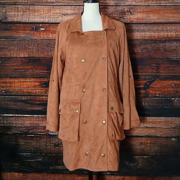 Miss Me Jacket S Faux Suede Embroidered Double Breasted Bohemian - Picture 2 of 12